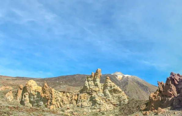 Sky, landscape, nature, clouds, Spain, Canary Islands, Tenerife, vulcan