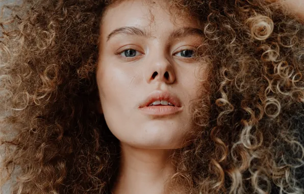 Look, close-up, portrait, beauty, surprise, curls, close-up, beauty