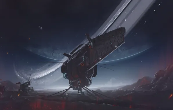 Figure, Planet, Space, Art, Spacecraft, Dmitrii Ustinov, by Dmitrii Ustinov, Spacecraft "Bumblebee"