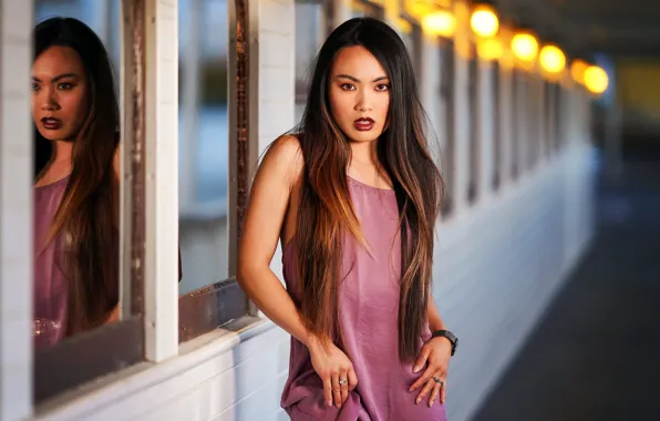Picture look, girl, pose, dress, Asian, long hair, Tracie Dang