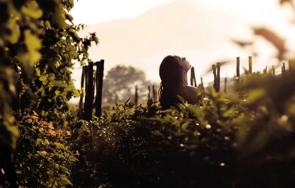Picture girl, nature, morning