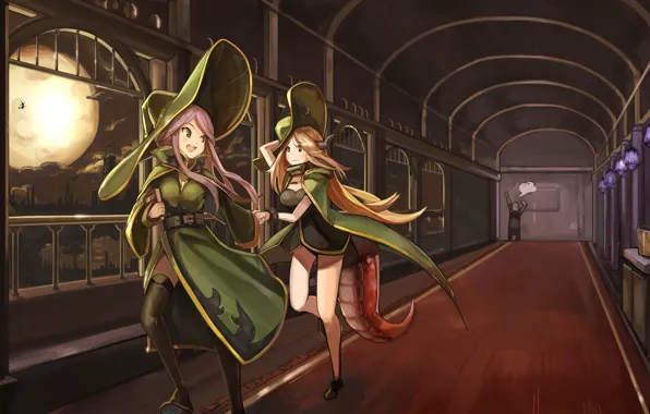 Demon, girl, monster, devil, hat, anime, tail, school