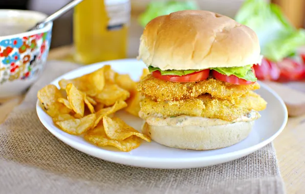 Fast food, chips, Burger