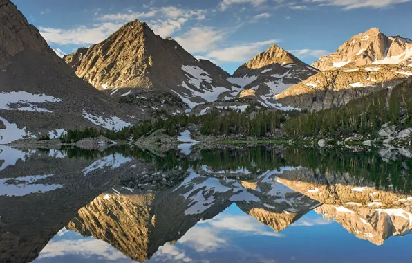 California, reflection, Little Lakes Valley, Sierra Nevada, Rock Creek