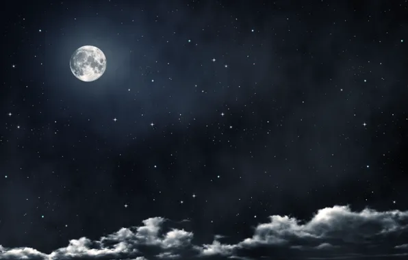 Picture clouds, night, the moon, stars