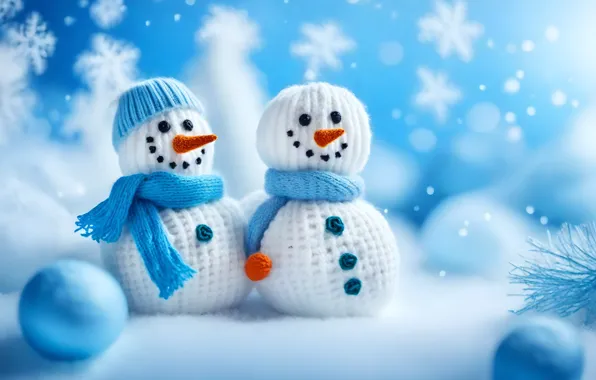 Winter, snow, smile, toys, Christmas, New year, snowmen, snowman