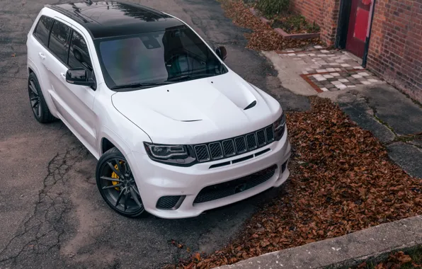 Picture SRT8, White, Autumn, Side, SUV, Jeep, Grand Cherokee, Track Hawk