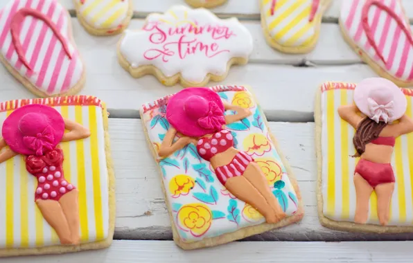 Beach, summer, design, girls, stay, cookies, swimwear, trio