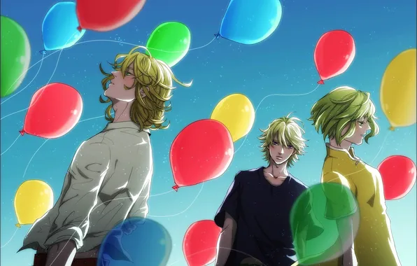 Picture the sky, girl, anime, art, guys, balloons, tiger &ampamp; bunny, barnaby brooks jr