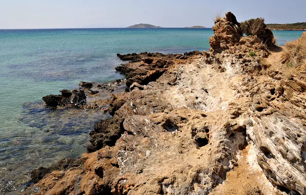Sea, water, the ocean, rocks, shore, horizon