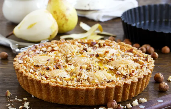 Walnut, pear, cakes, walnut, pear, pastries, cake pear, pear pie