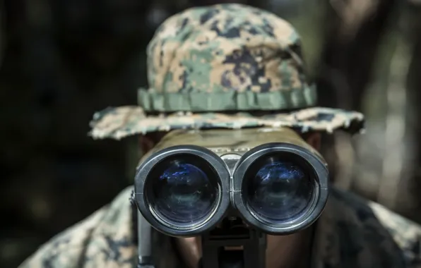 Background, people, binoculars