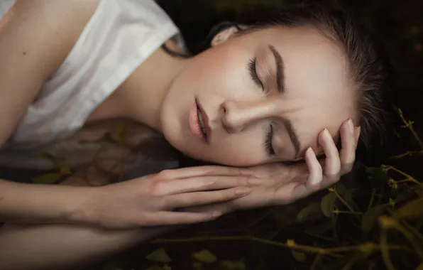Picture face, sweetheart, sleep, portrait, light, brown hair, handle, beautiful