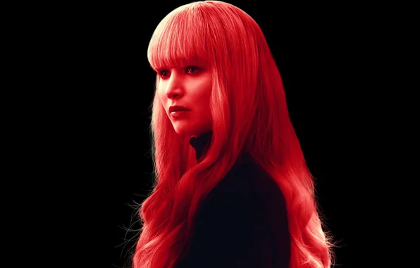 Hair, red, black background, detective, Thriller, Jennifer Lawrence, Jennifer Lawrence, Red Sparrow