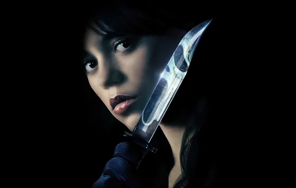 Look, portrait, makeup, knife, blade, Jenna Ortega, Jenna Ortega, Tara Carpenter
