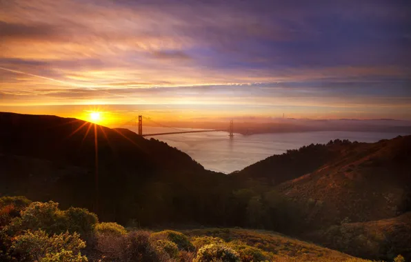 United States, California, sunrise, Marin, Hawk Hill