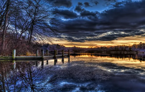 The sky, landscape, lake