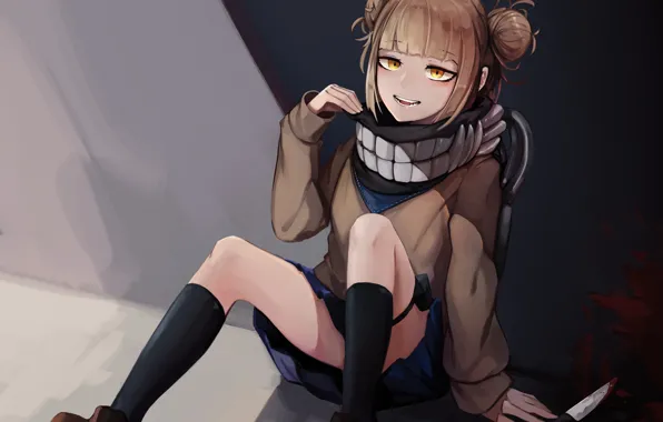 Look, girl, smile, blood, knife, Boku no Hero Academy, My heroic academia, Toga Himiko