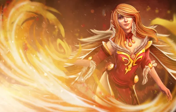 Girl, Fire, Red, Dota 2, Lina