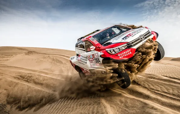 Sand, Auto, Sport, Machine, Speed, Race, Toyota, Hilux