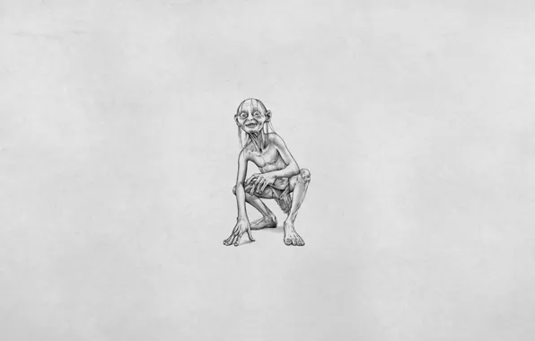 Minimalism, white background, Gollum, The Lord of the rings, The Lord of the Rings, Gollum