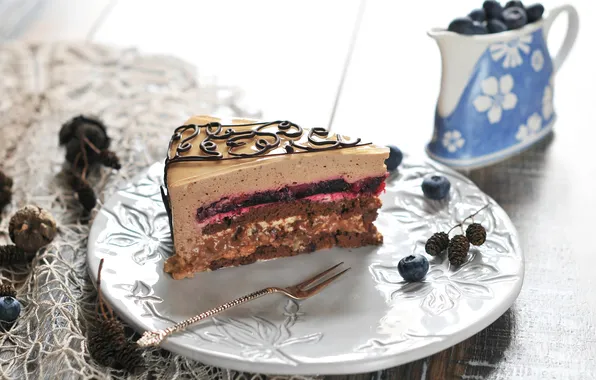 Berries, blueberries, cake, cake, cake, dessert, jam, sweet