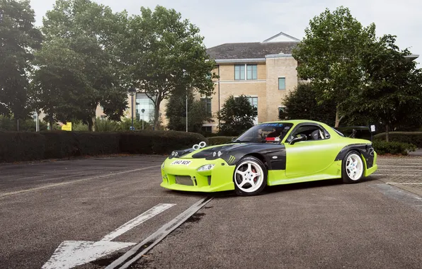 Picture green, tuning, Mazda, green, Mazda, RX7, Drift Car