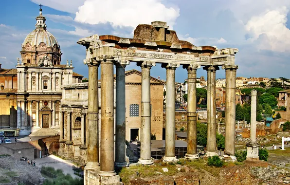 Picture area, Rome, Italy, columns, Italy, Rome, Forum Romanum, Arch of Septimius Severus