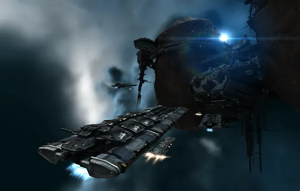 Space, nebula, station, asteroids, space, spaceship, station, eve online