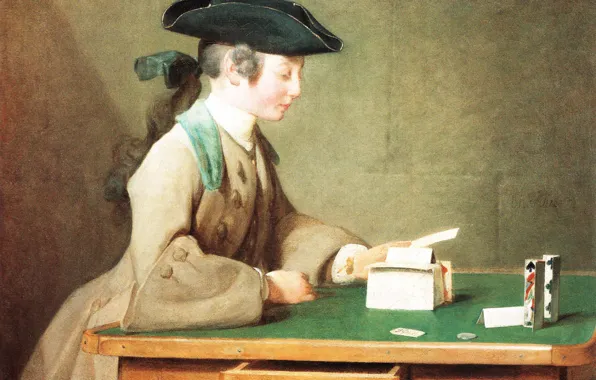 Picture, genre, Jean Baptiste Simeon Chardin, House Of Cards, Jean-Baptiste Simeon Chardin