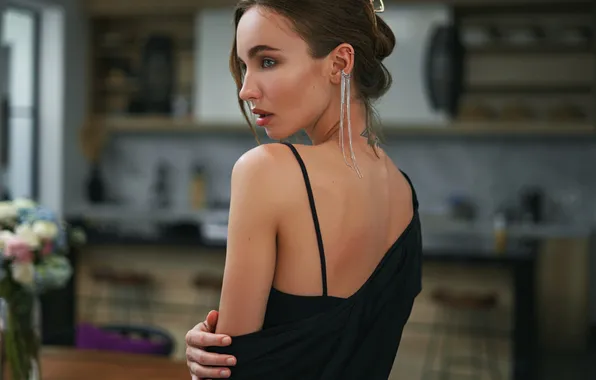 Girl, pose, earrings, shoulder, Sergey Fat, Sergey Zhirnov
