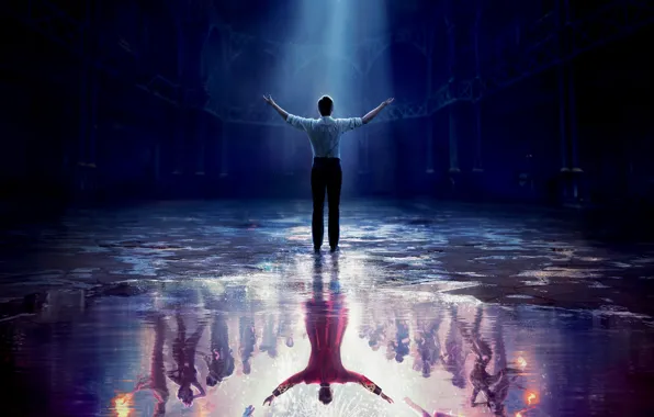 Water, reflection, male, hall, poster, drama, a beam of light, the musical