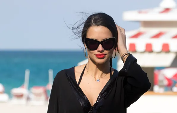 Look, pose, makeup, glasses, Adriana Lima, Adriana Lima, hair, look