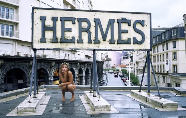Girl, the city, pose, street, model, naked, Girl, photographer