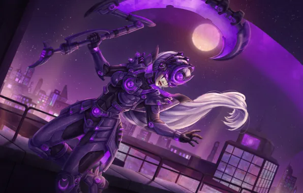 Picture night, the moon, the full moon, League of Legends, Diana, Scorn of the Moon, girl …