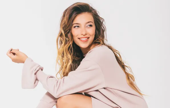 Look, pose, smile, actress, singer, TV presenter, composer, hair