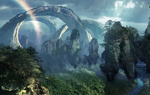 Picture Islands, mountains, stones, jungle, flying, Pandora, AVATAR