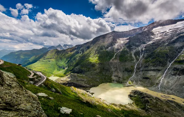 Picture the sky, clouds, mountains, Austria, waterfalls