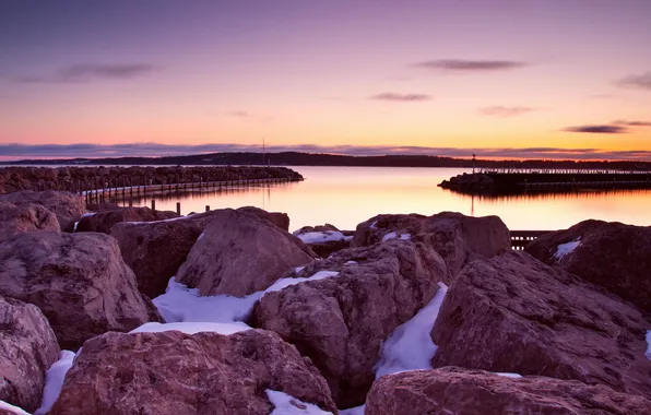 Landscape, sunset, Lake Michigan