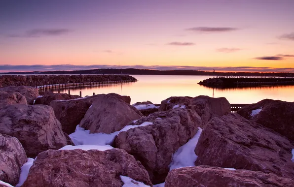 Picture landscape, sunset, lake michigan