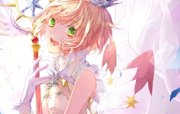 Girl, angel, anime, Card Captor Sakura, Sakura - collector cards