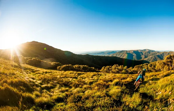 Picture mountains, athlete, cyclist, mountain bike