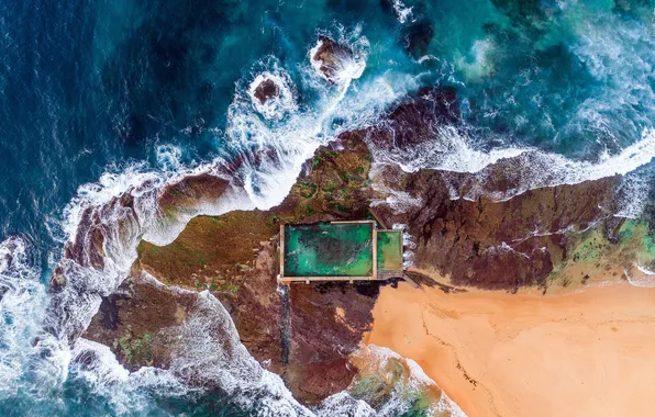 Picture The ocean, Australia, Sydney, Australia, Sydney, Bird's-eye view, Rock pool, Mona Vale