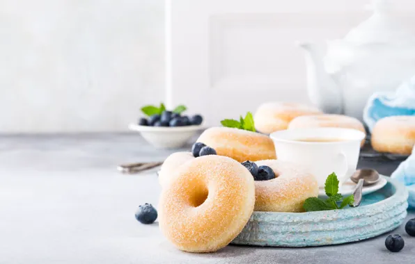 Berries, tea, Breakfast, donuts, Iryna Melnyk