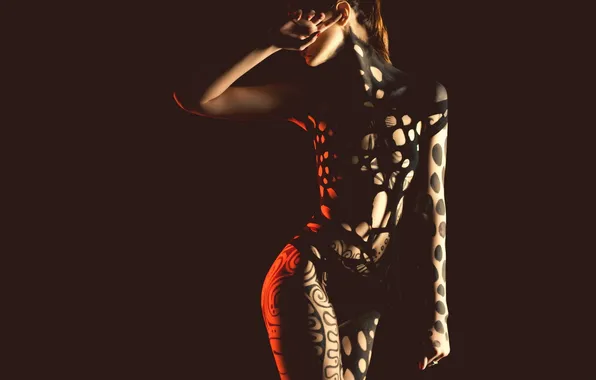 Girl, shadow, bodyart