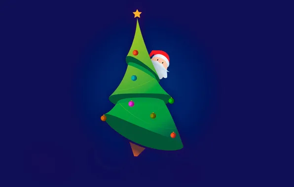 Picture balls, tree, new year, minimalism, vector, new year, Santa Claus, Santa Claus