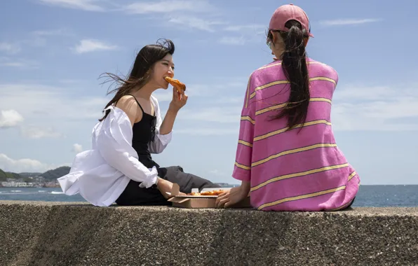 Pizza, people, snack, enjoying, outdoors