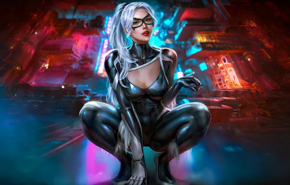 Picture science fiction, superheroes, black cat, sense of justice