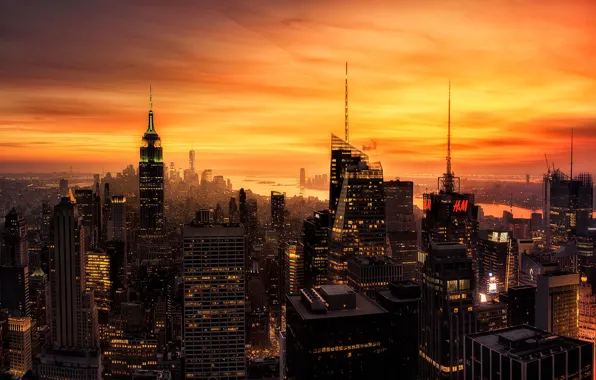Picture the city, New York, the evening, morning, USA