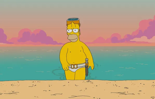 Sea, The simpsons, Figure, Homer, Simpsons, Art, Cartoon, The Simpsons